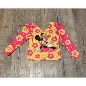 Disney Minnie Mouse Girls Rash Guard Swim Top 3T Long Sleeve Floral